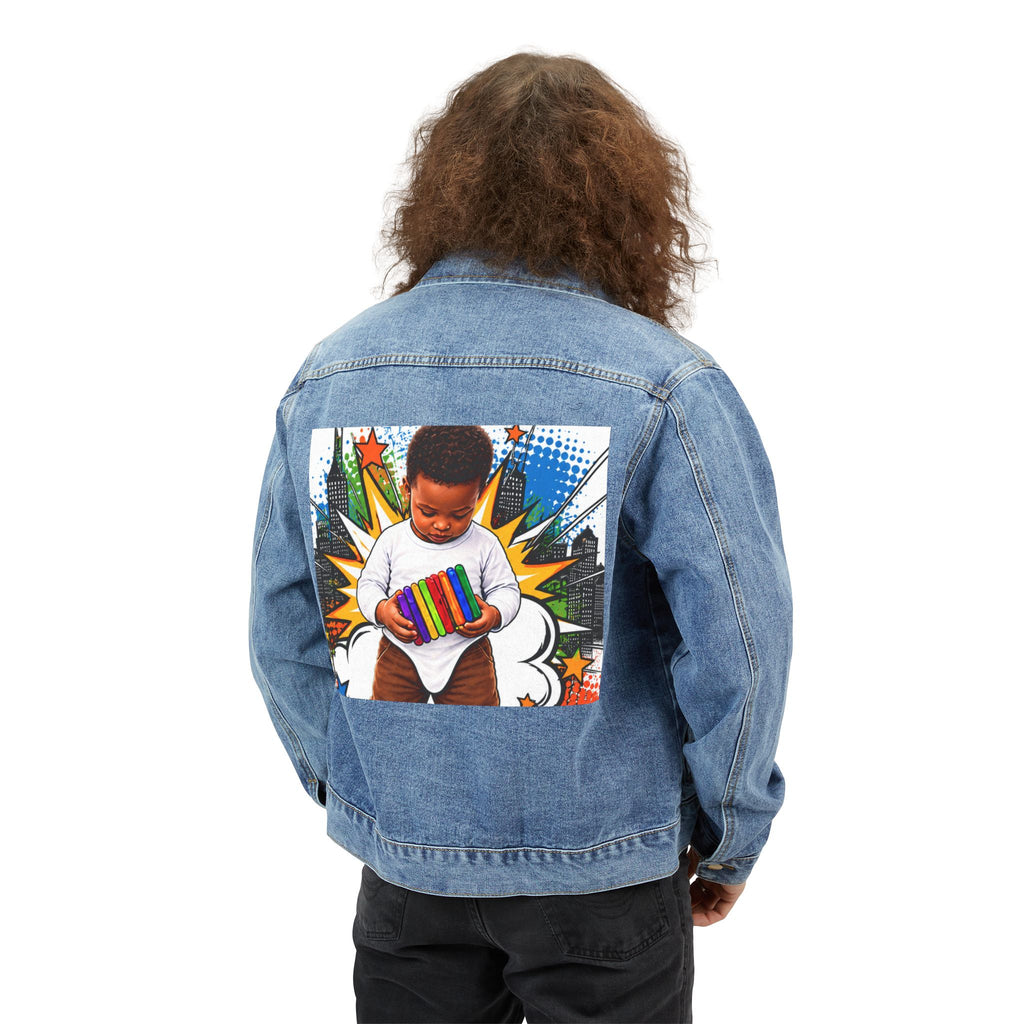 Denim Jacket — Retro Baby Photo Pop-Art Back Patch