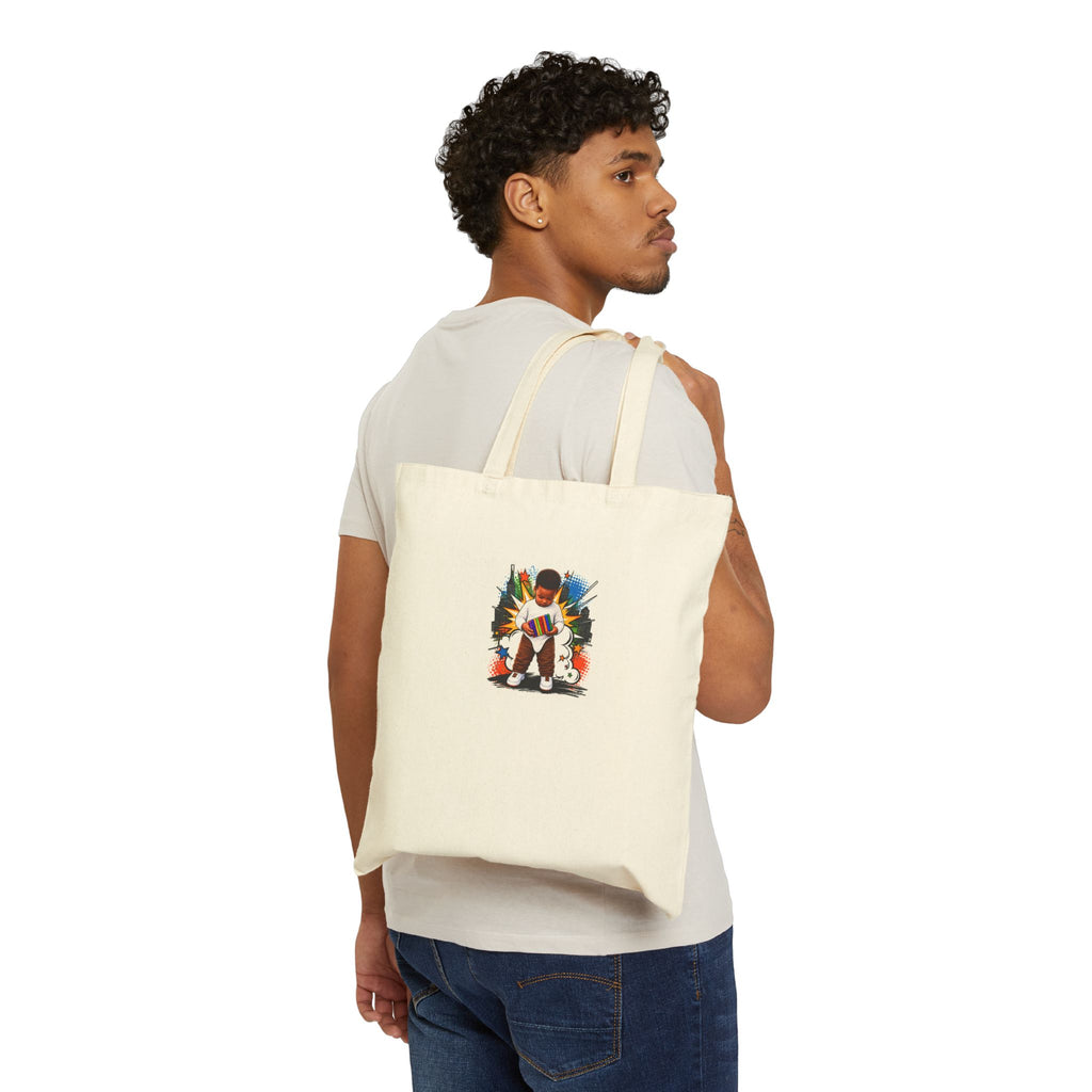 Canvas Tote Bag - Colorful Abstract Musician Illustration Eco Grocery Tote