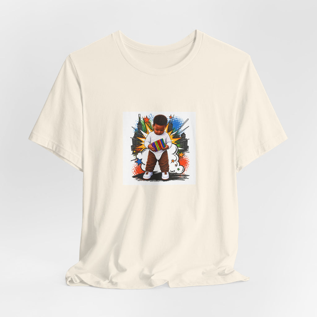Kids Alpha Jersey T‑Shirt — Cute Child Learning Letters Graphic Tee
