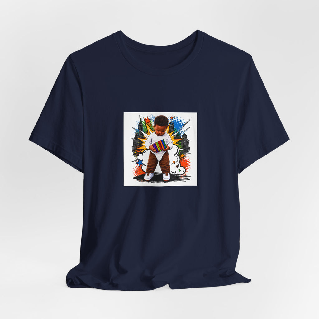 Kids Alpha Jersey T‑Shirt — Cute Child Learning Letters Graphic Tee