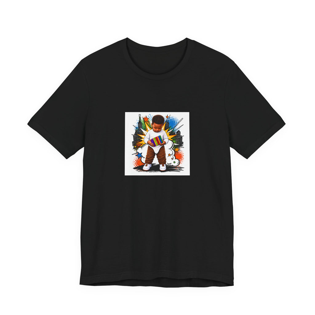 Kids Alpha Jersey T‑Shirt — Cute Child Learning Letters Graphic Tee
