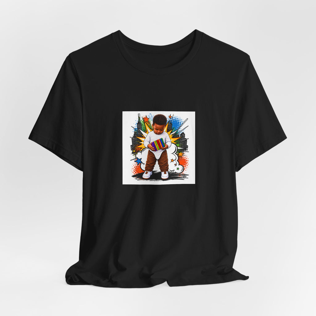 Kids Alpha Jersey T‑Shirt — Cute Child Learning Letters Graphic Tee