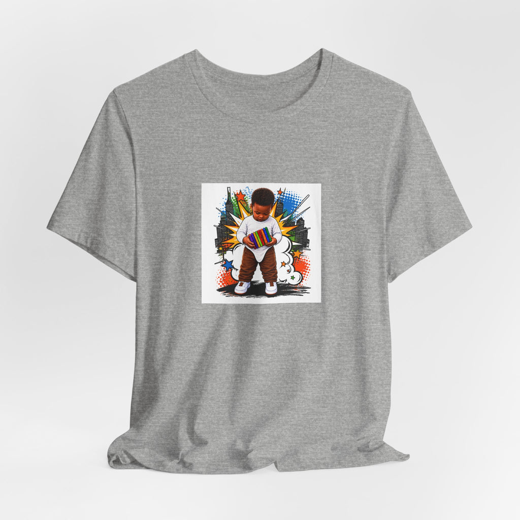 Kids Alpha Jersey T‑Shirt — Cute Child Learning Letters Graphic Tee