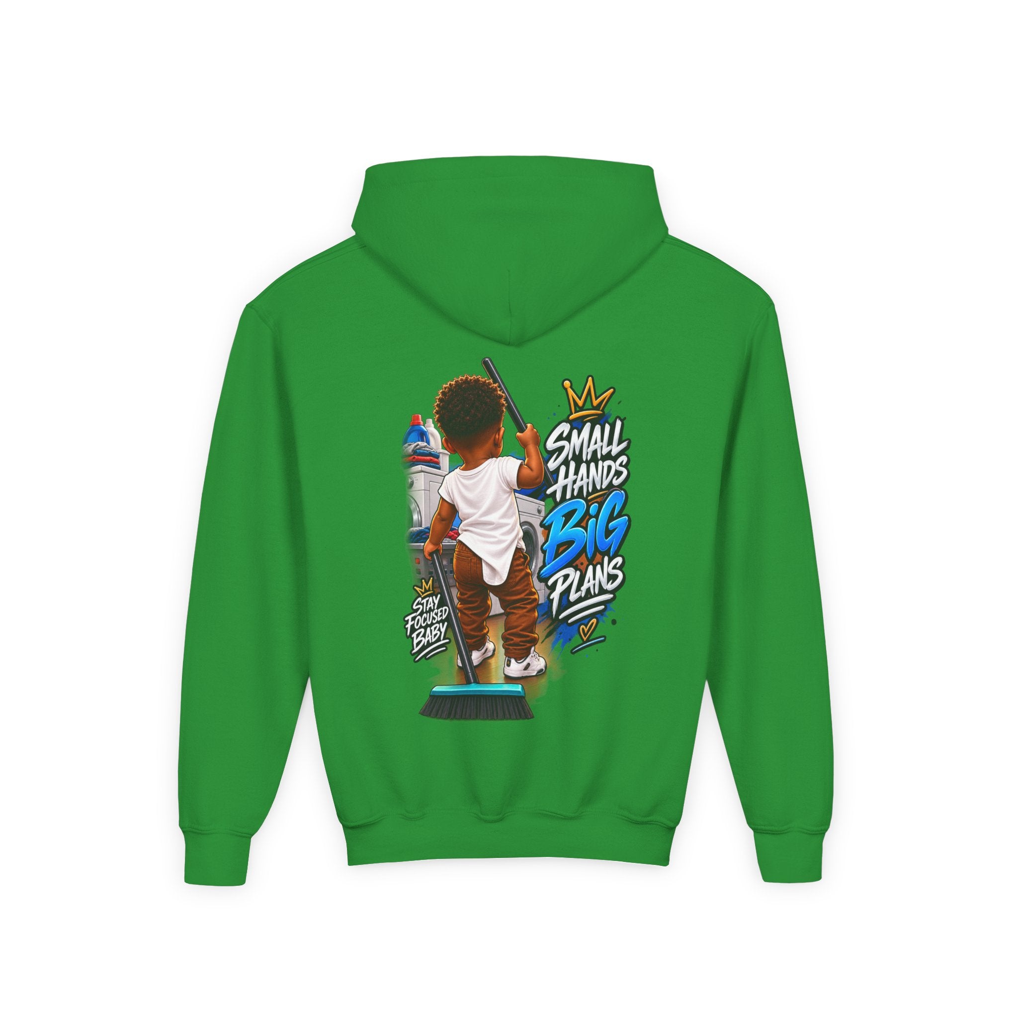 Youth Hoodie — "Small Hands Big Plans" Motivational Kids Graphic Hoodie
