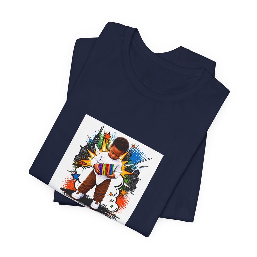 Kids Alpha Jersey T‑Shirt — Cute Child Learning Letters Graphic Tee