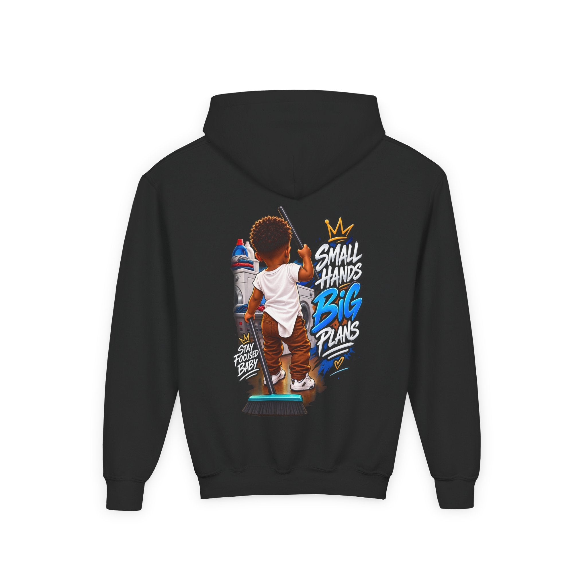 Youth Hoodie — "Small Hands Big Plans" Motivational Kids Graphic Hoodie