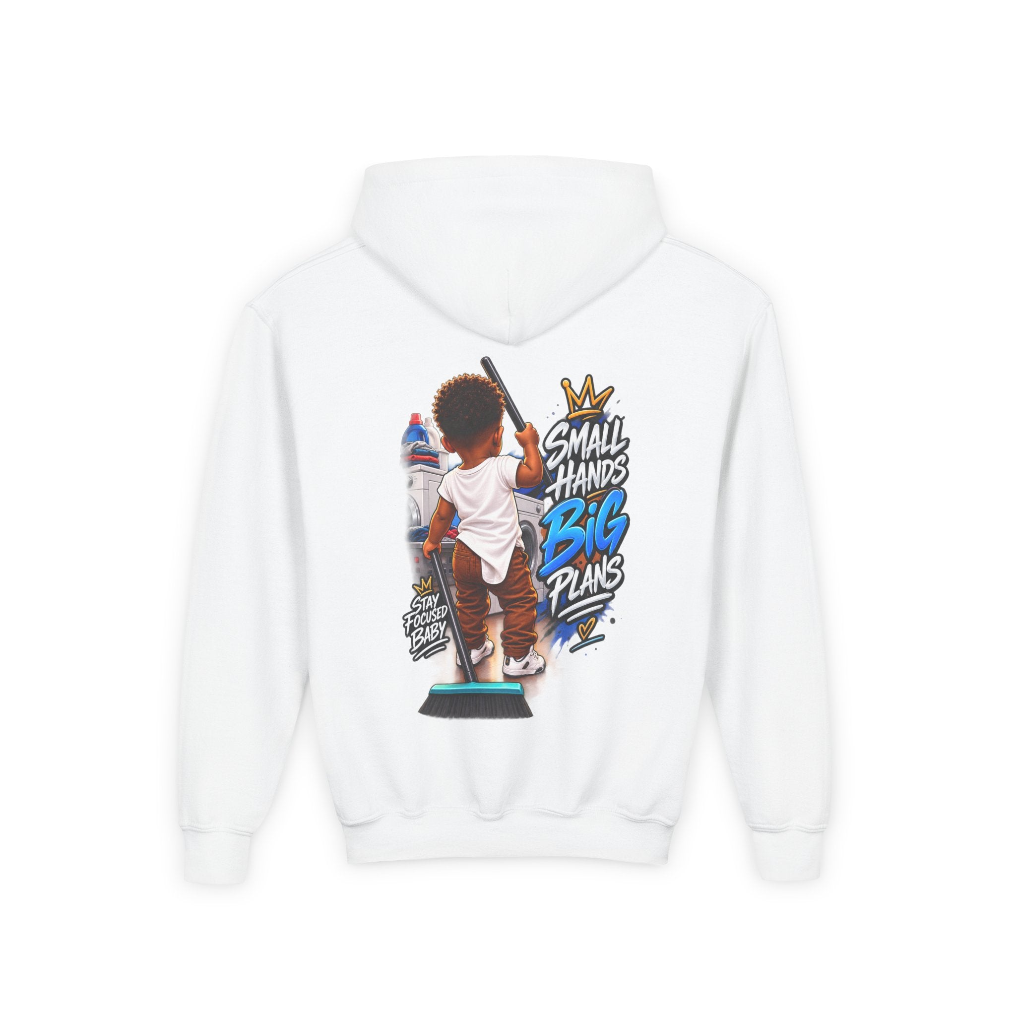 Youth Hoodie — "Small Hands Big Plans" Motivational Kids Graphic Hoodie